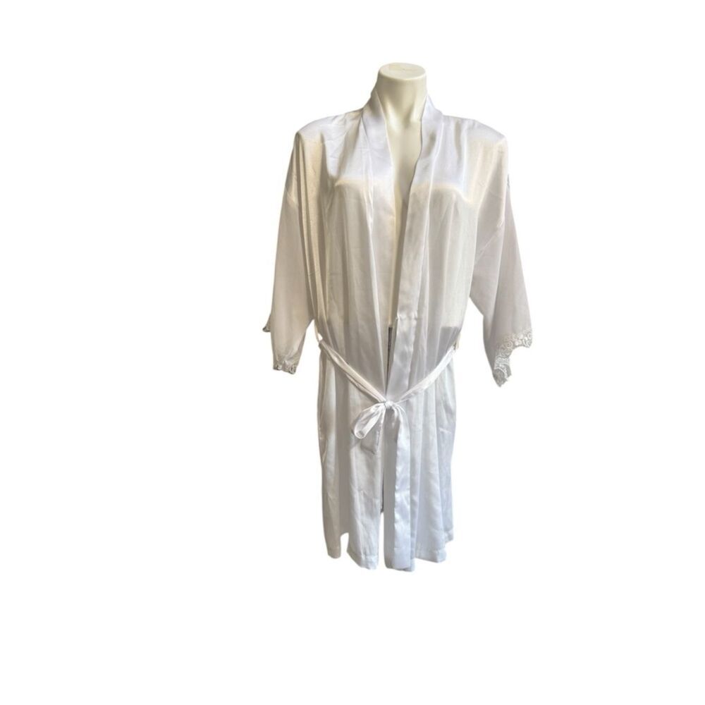 Dentelle Bridal Satin Robe White Large NWT